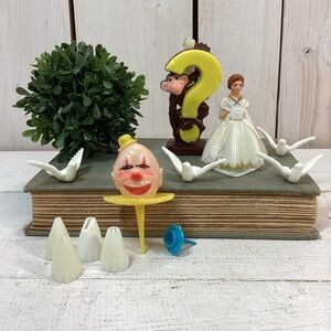 Vintage Cake Toppers, Candle & Candle Holder